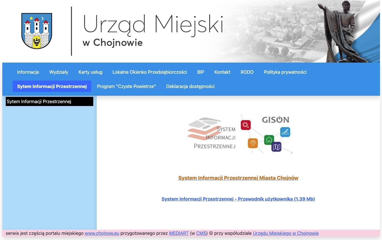 zrzut ekranu witryny https://um.chojnow.eu